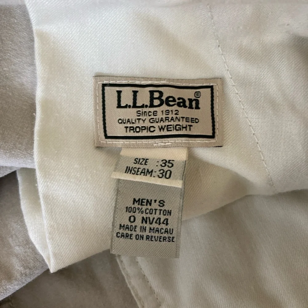 LL Bean Men’s Tropic Weight Khaki Comfort Size 35X30 Cotton Cargo